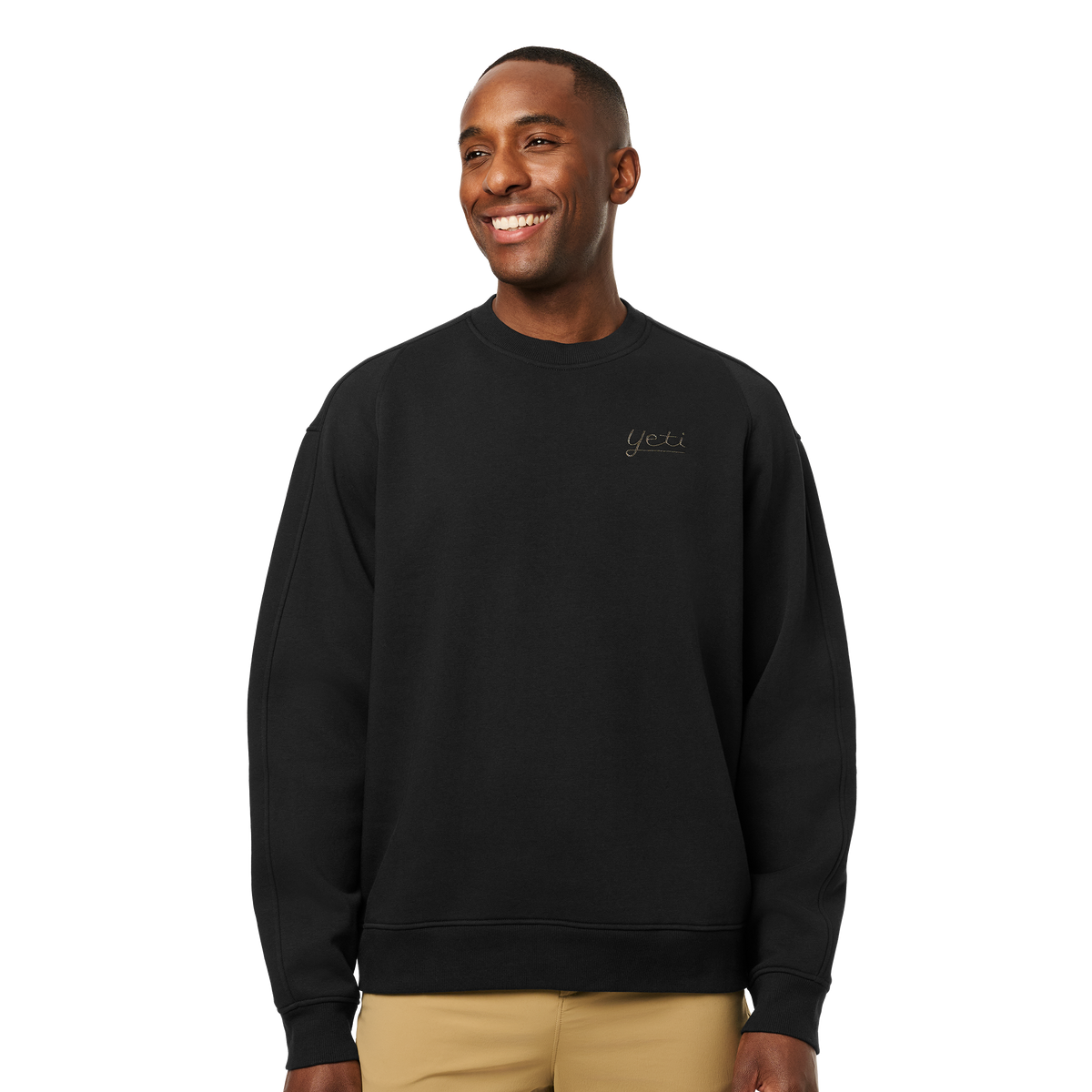 YETI™ Logo Script Fleece Crew Neck Black
