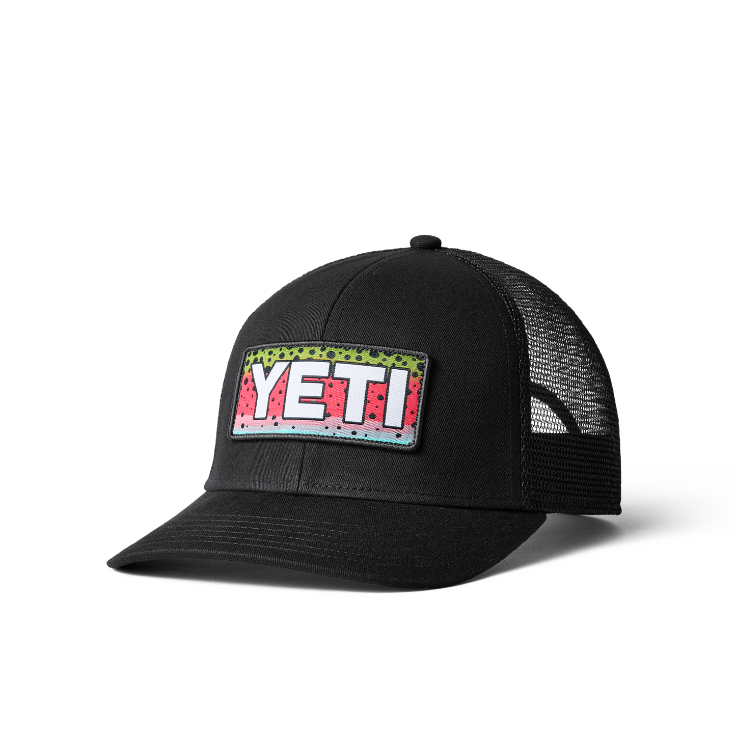 YETI Casquette Trucker Rainbow Trout Logo Badge Noir